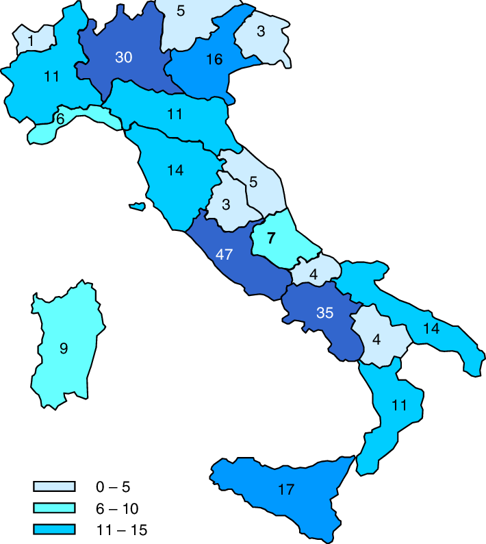 Geographic Distribution Of Nuclear Medicine Departments - Italia Silhouette Clipart (710x794), Png Download