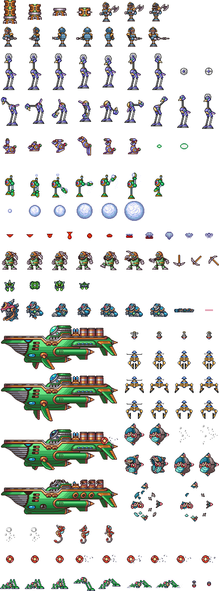 Mega Man Enemies Sprites Clipart (440x1188), Png Download