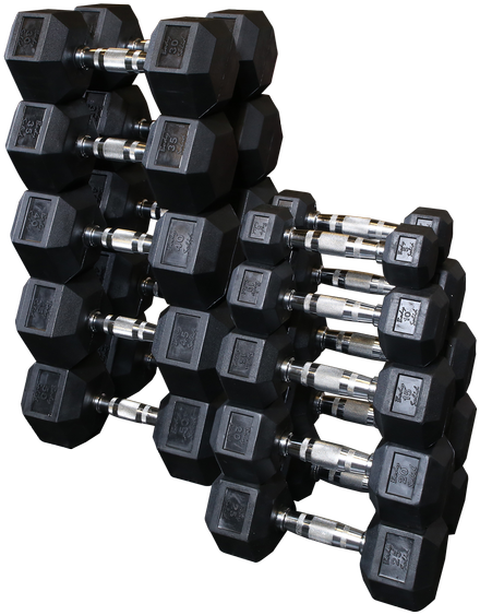Enviousbody Body Solid - Hexagonal Rubber Coated Dumbbells Clipart (600x600), Png Download