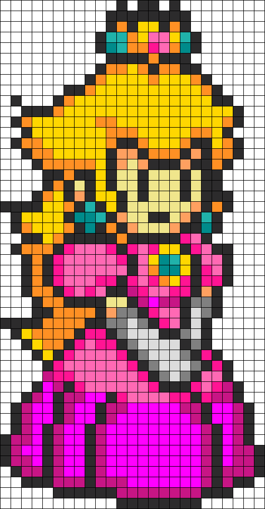 Peach Perler Bead Pattern / Bead Sprite - Pixel Art Princess Peach Clipart (526x1009), Png Download