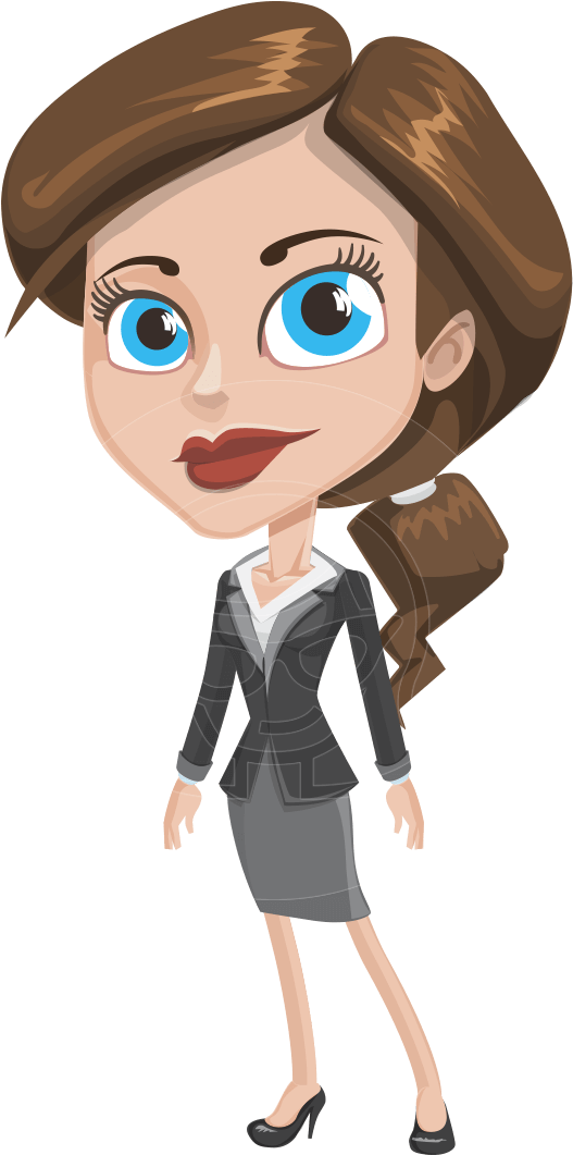 An Attractive Business Woman Prepared As A Fully Functional - Cartoon Office Lady Clipart (527x1061), Png Download