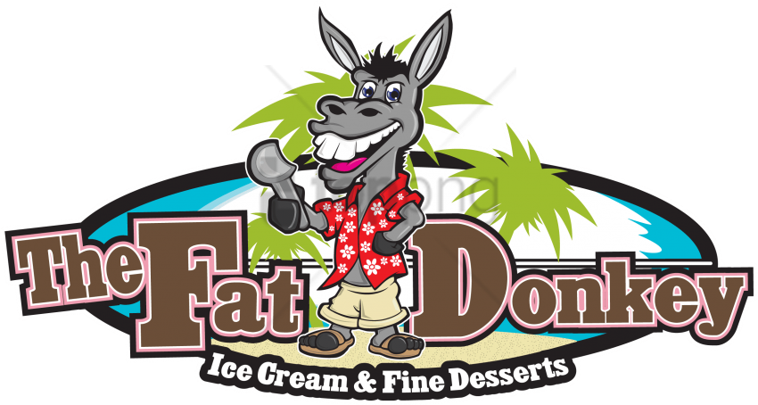 Free Png The Fat Donkey Ice Cream And Fine Desserts - Fat Donkey Desserts Logo Clipart (850x454), Png Download