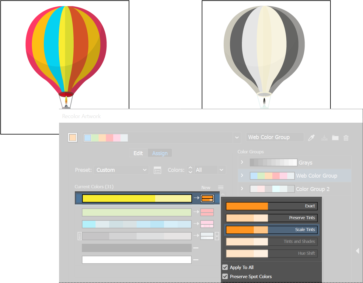 Change Color Of Png In Illustrator - Hot Air Balloon Clipart (1225x970), Png Download