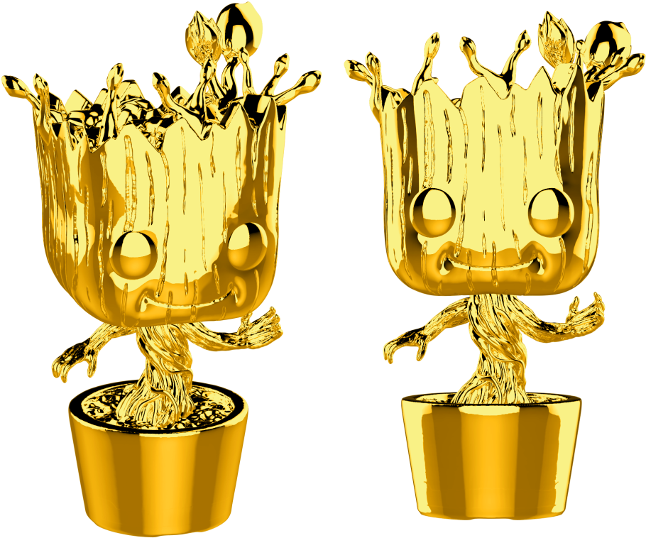 Funko Pop Gold Chrome Groot , Png Download Clipart (910x758), Png Download