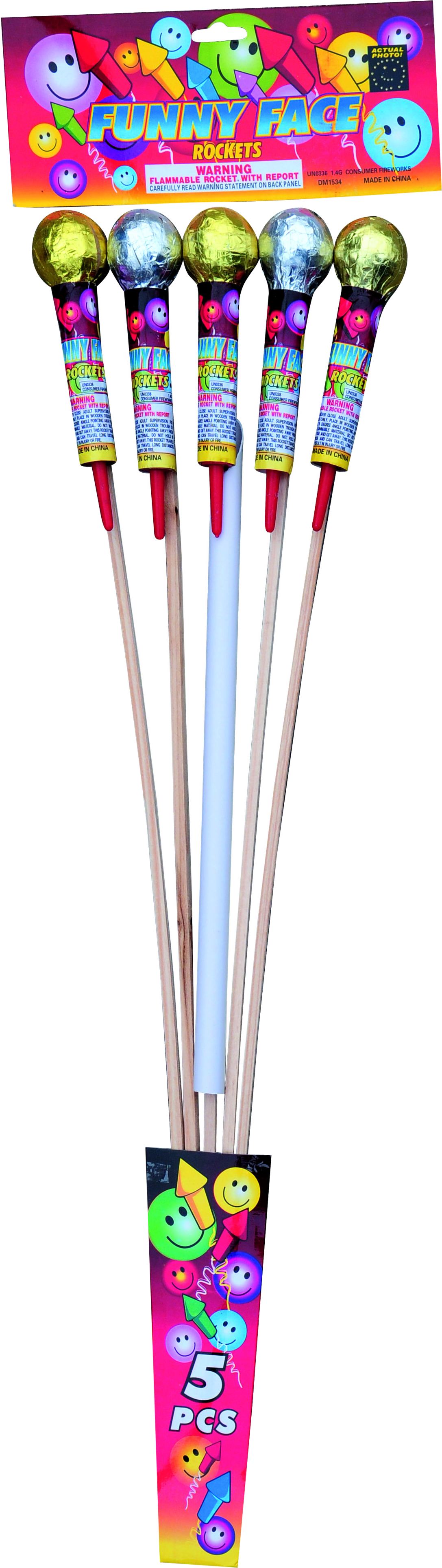 Funny Face Rocket 5 Pack - Party Supply Clipart (1674x4290), Png Download