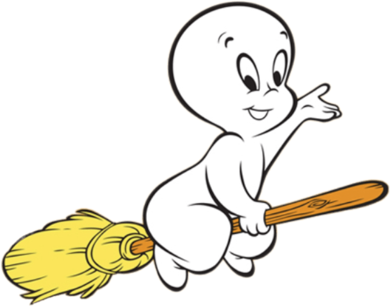 Casper Flying On A Broom - Casper The Friendly Ghost Png Clipart (1481x1069), Png Download