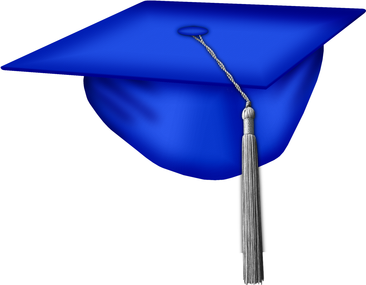 Dark Blue Graduation Cap Kiss - Blue Graduation Hat Png Clipart (1166x910), Png Download