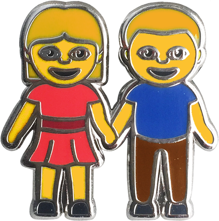 Couple Holding Hands Emoji Pin - Cartoon Clipart (918x918), Png Download