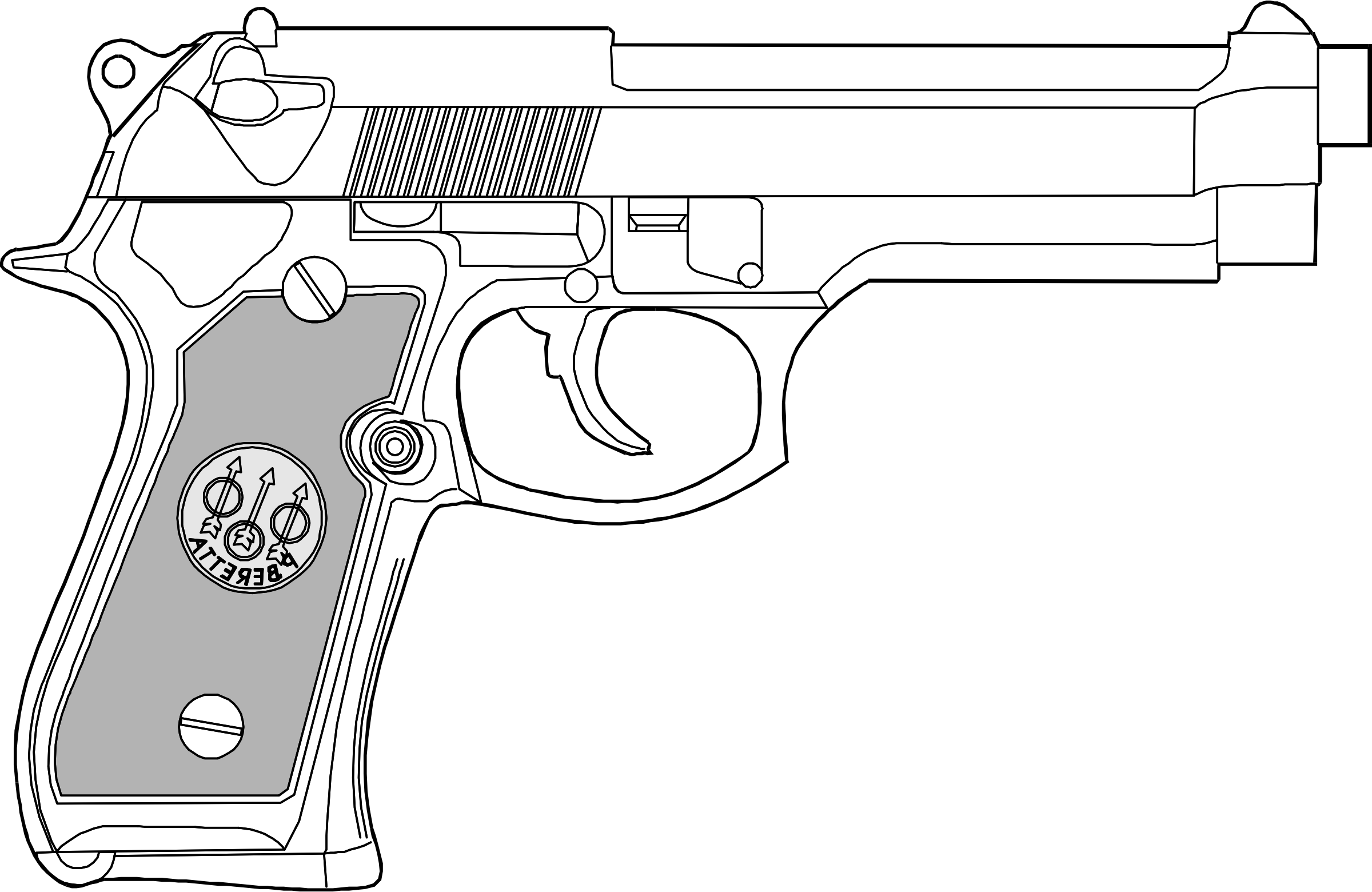 Gun Clipart Revolver - 9mm Pistol Clipart - Png Download (2400x1560), Png Download