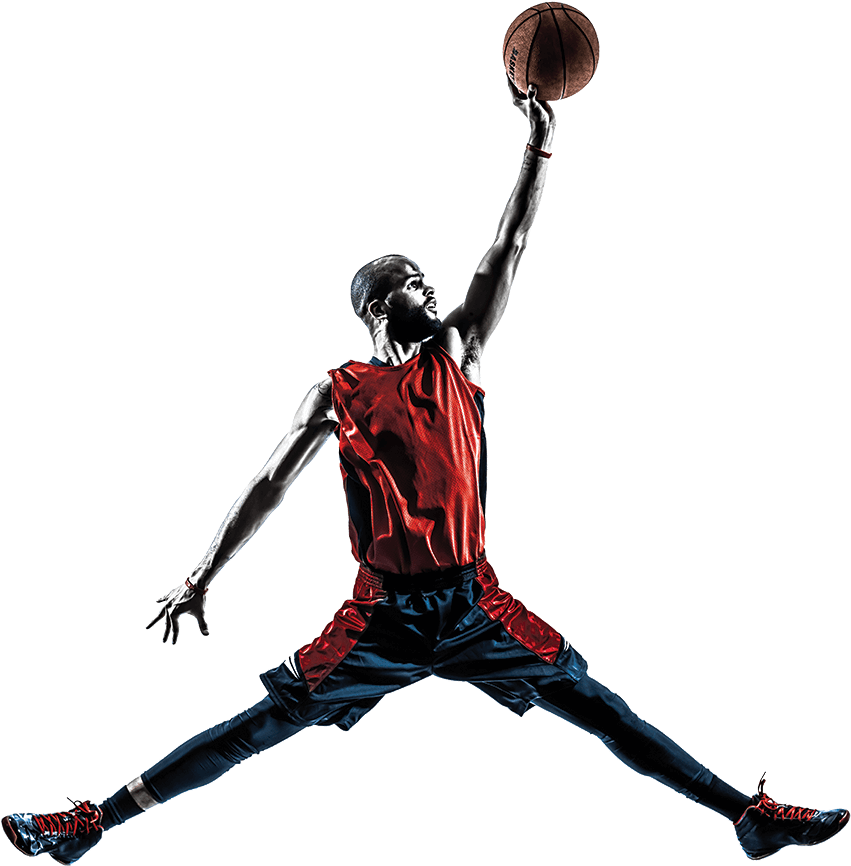Athlete Drawing Basketball - Basketball Player Jumping To Dunk Clipart (886x901), Png Download