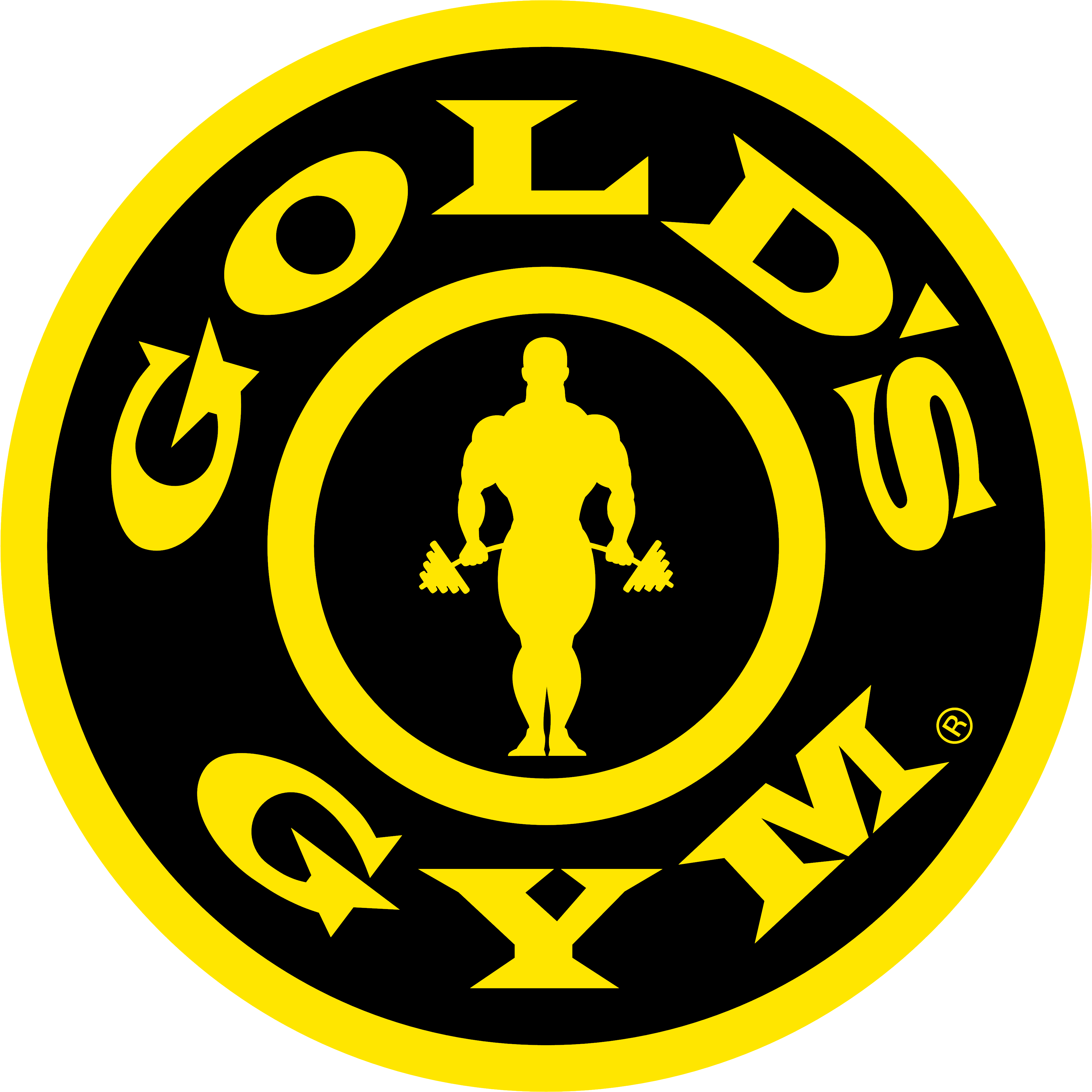 Gold's Gym Logo, Black-yellow - Golds Gym Clipart (4000x4120), Png Download