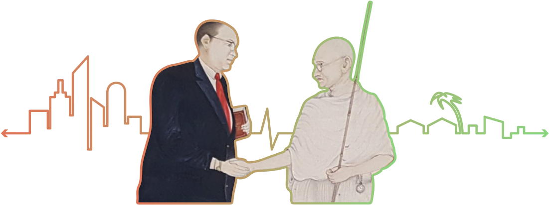 Download - Dr Ambedkar And Mahatma Gandhi Clipart (1140x454), Png Download