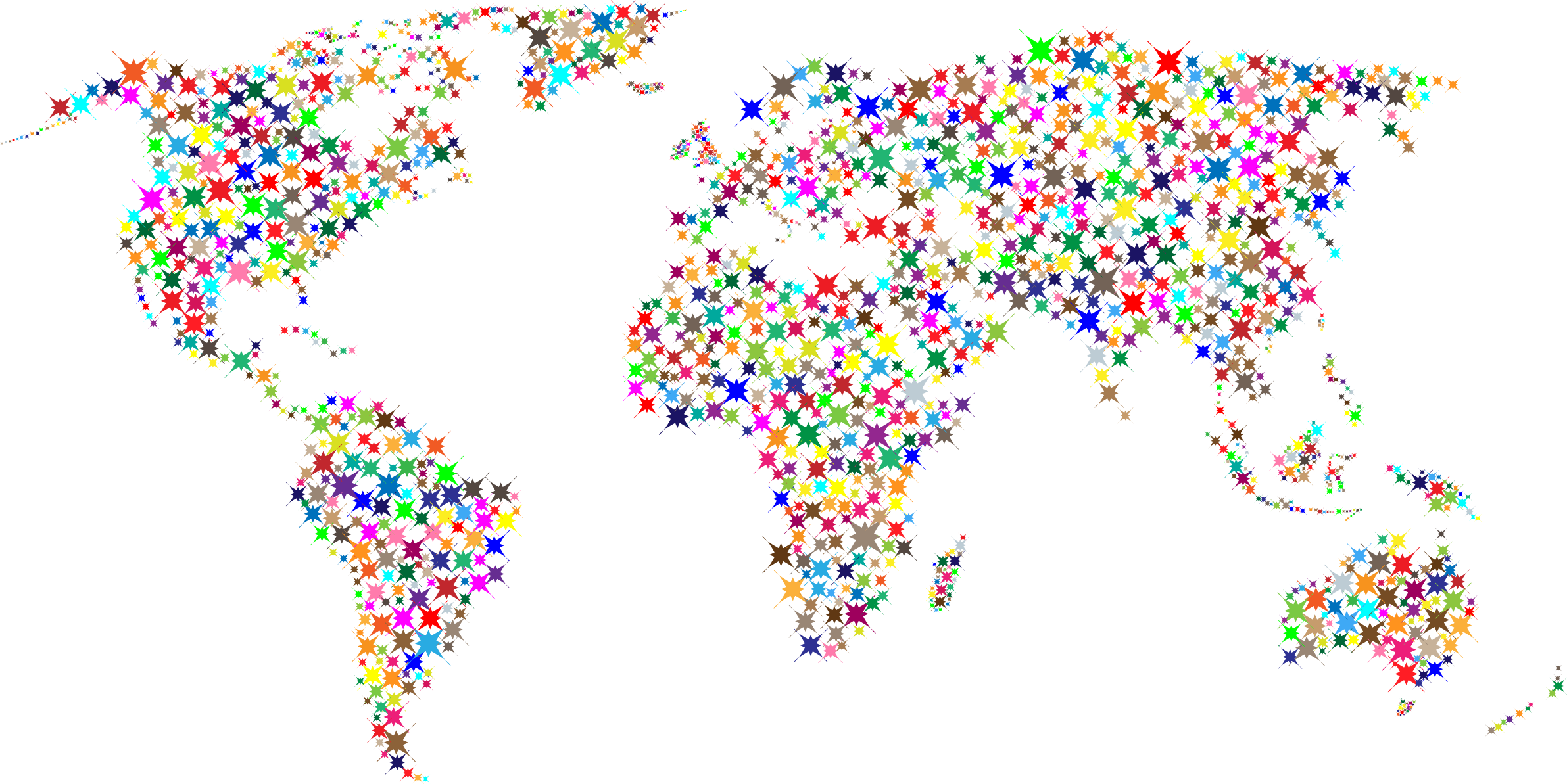 This Free Icons Png Design Of Colorful Starbursts World - India To Bahrain Map Clipart (2383x1193), Png Download