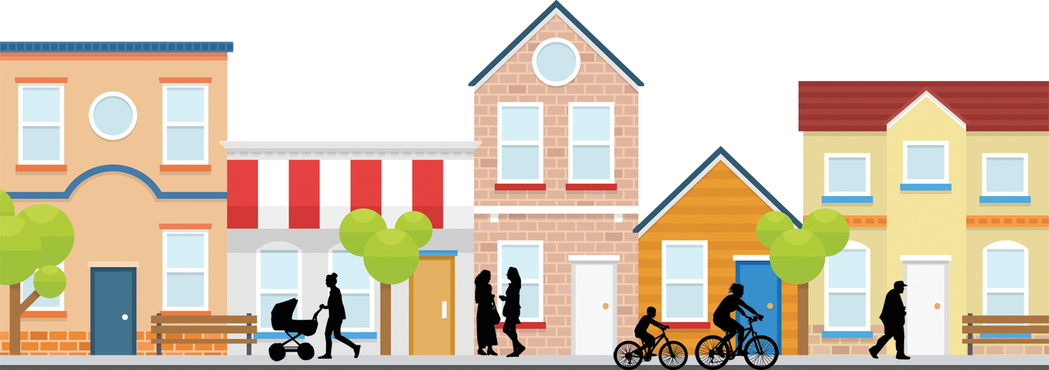 Neighborhood Plan - Houses Street Clip Art - Png Download (1500x530), Png Download