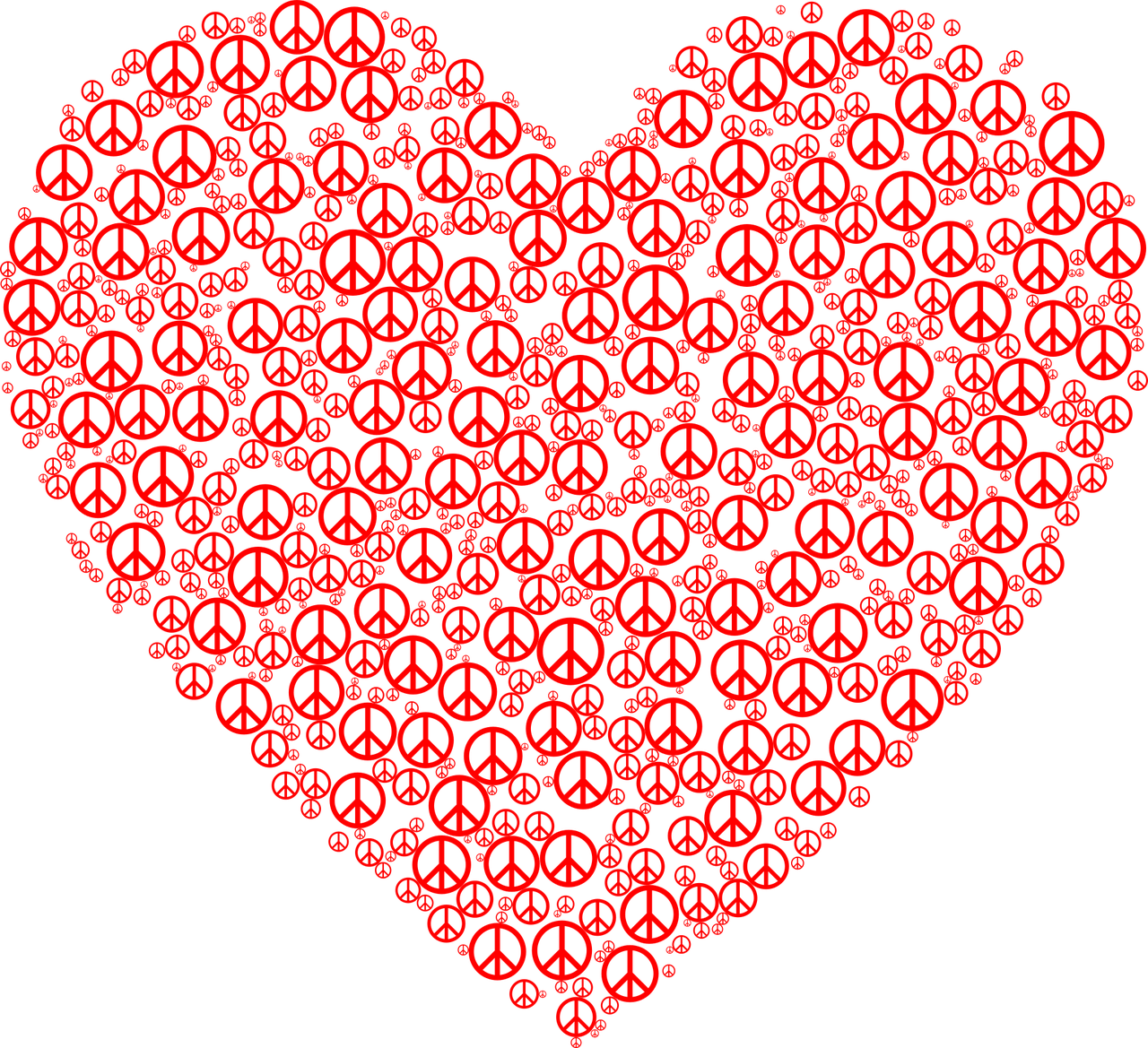 Peace Sign Symbol Hearts Love Png Image - Peace Signs And Hearts Clipart (1280x1169), Png Download