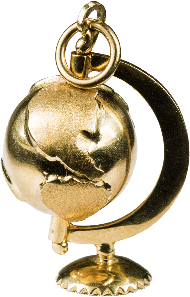 Fantastic 14k Gold Earth 3-d Spinning World Globe Pendant - Chain Clipart (630x982), Png Download