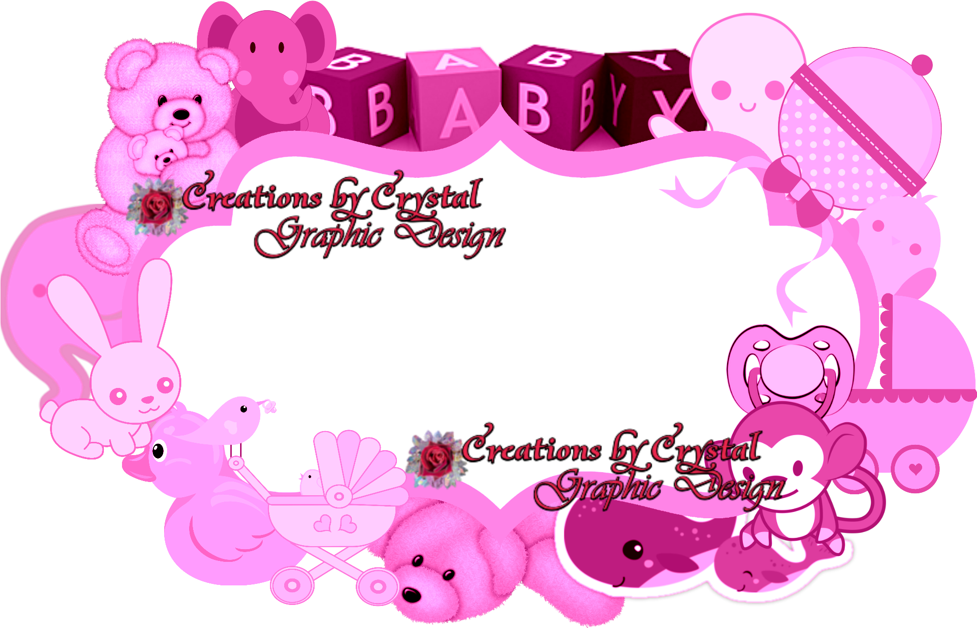 Cbycgraphicdesign Custom Borders Baby Birth Announcements, - Baby Girl Border Design Png Clipart (2000x1300), Png Download