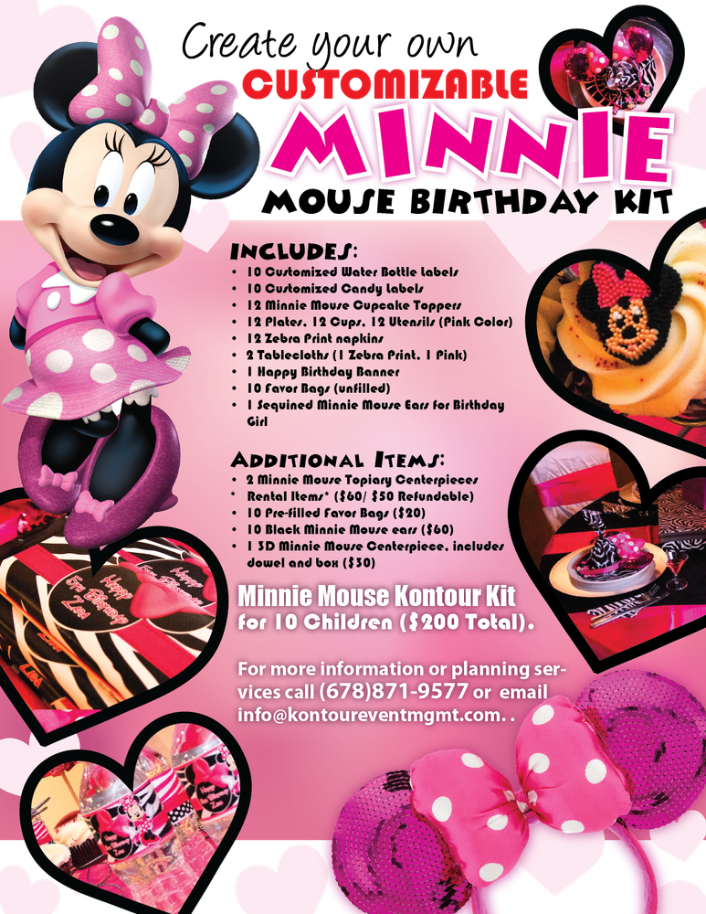 Previous - Minnie Mouse Theme Birthday Party Clipart (773x1000), Png Download