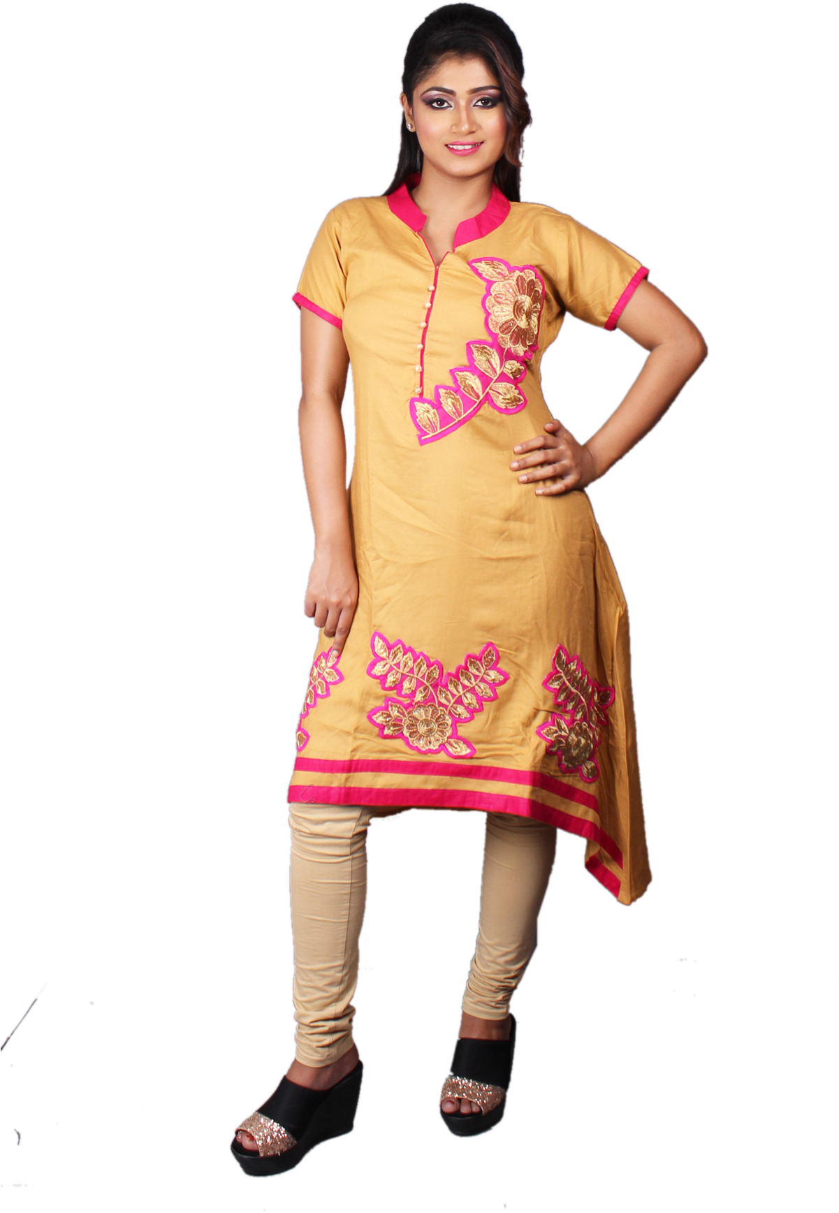 Cotton Embroidered Kurti - Photo Shoot Clipart (1201x1736), Png Download
