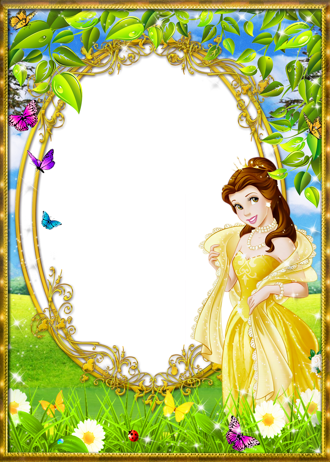 Cute Princess Kids Png Transparent Frame - Princess Borders And Frames Clipart (1143x1600), Png Download