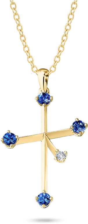 Southern Cross Diamond And Tanzanite Pendant Yellow - Southern Cross Diamond Tanzanite Clipart (800x800), Png Download
