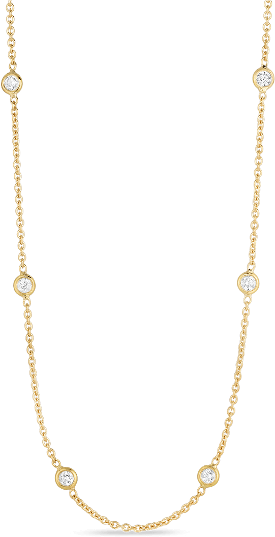 Roberto Coin 18k White Gold Necklace With 10 - Gold Chain With Diamonds In Between Clipart (1600x1600), Png Download