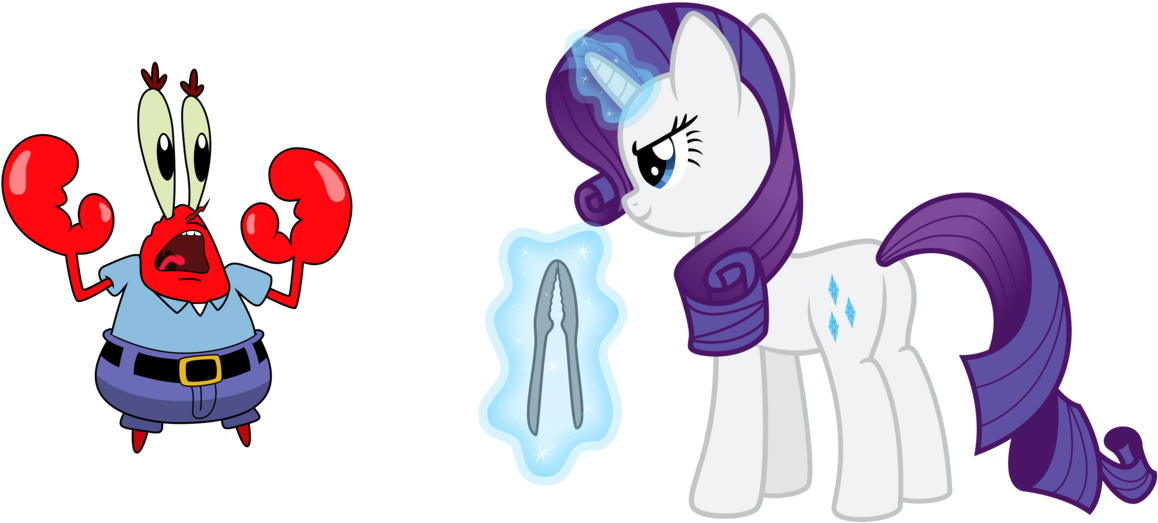 Krabs Rarity Pearl Krabs Rainbow Dash Sandy Cheeks - Rarity Vs Rainbow Dash Clipart (1158x523), Png Download