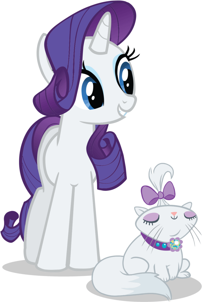 Bow, Cat, Collar, Eyes Closed, Official, Opalescence, - Rarity And Her Cat Clipart (682x1024), Png Download