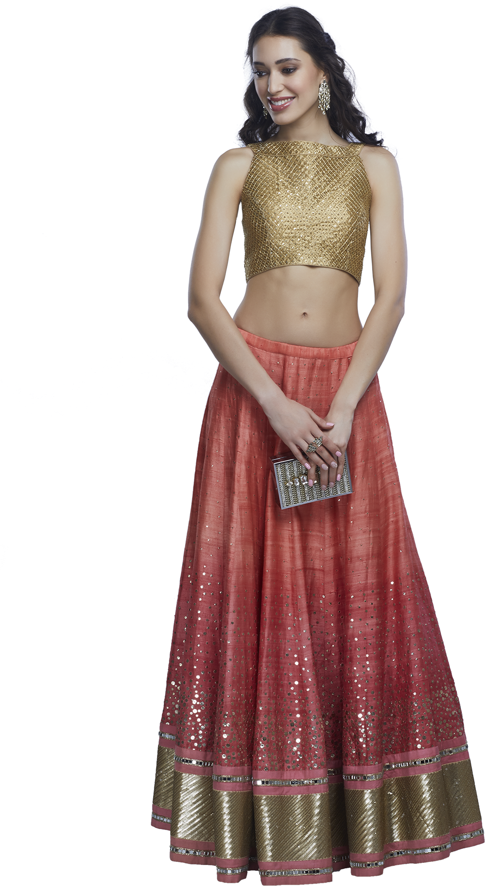 Peach Lehenga Set By Casa - Photo Shoot Clipart (1200x1800), Png Download