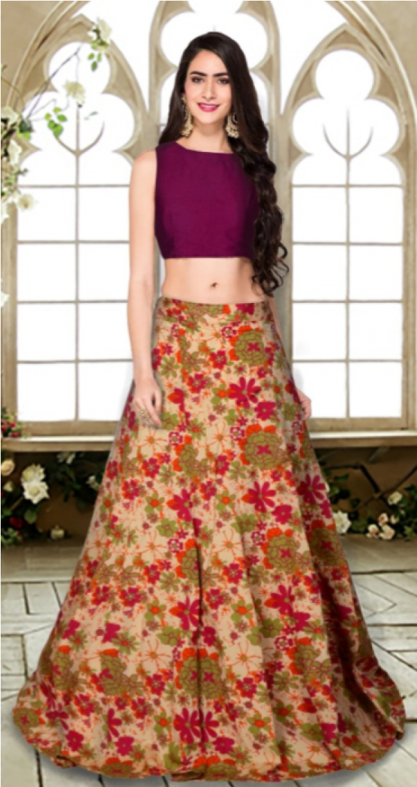Party Wear Crop Top Lehenga Clipart (868x1134), Png Download