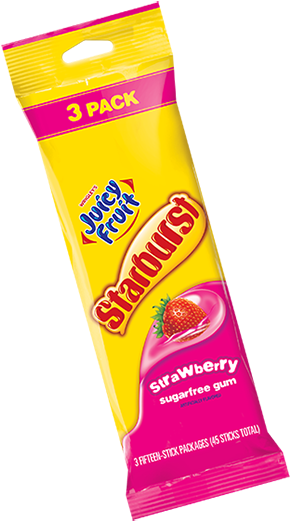 Starburst Strawberry Three Pack - 3 Pack Of Gum Clipart (700x560), Png Download