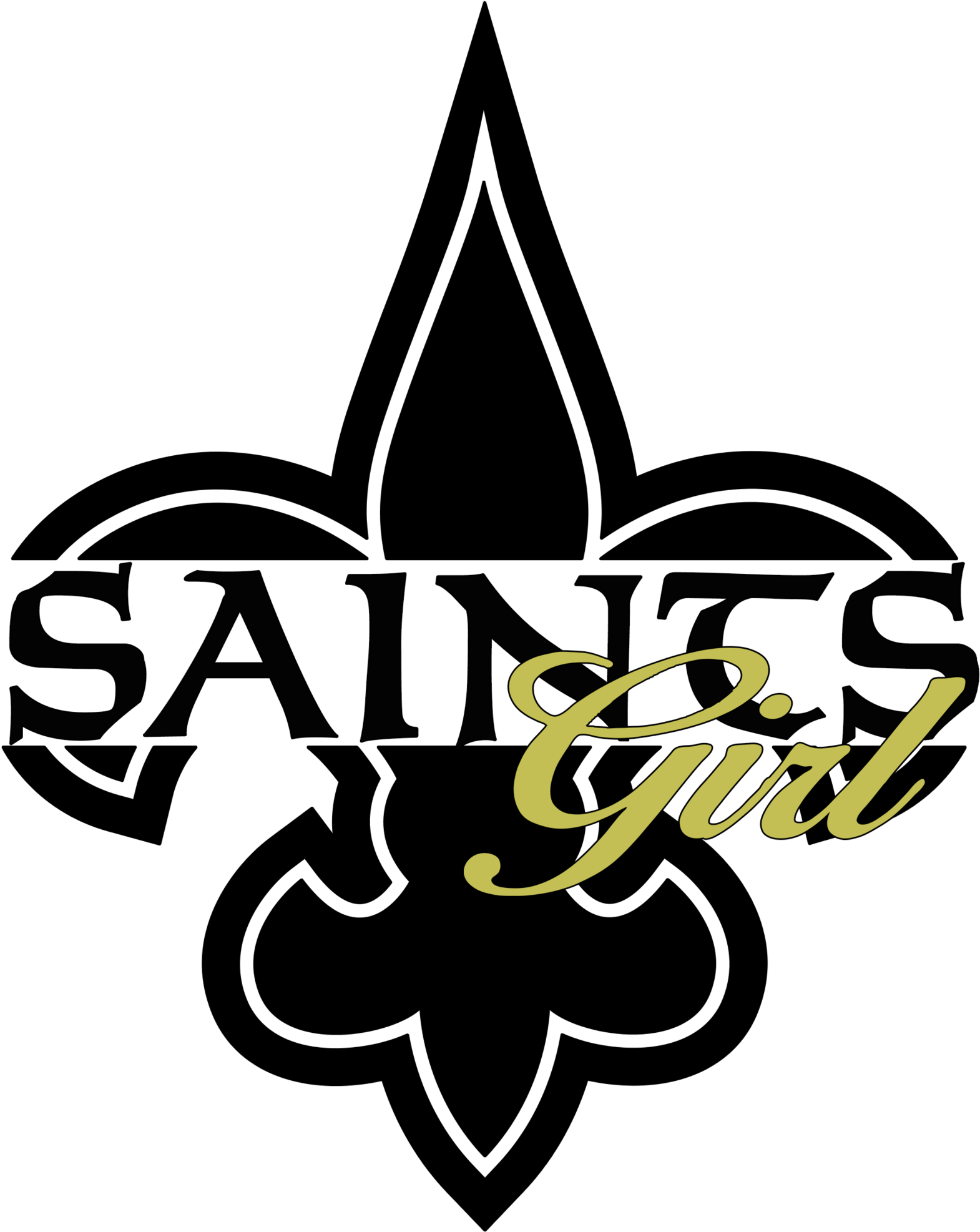 Saints Girl Car/truck Decal-free Shipping - New Orleans Saints Clipart (1688x2048), Png Download