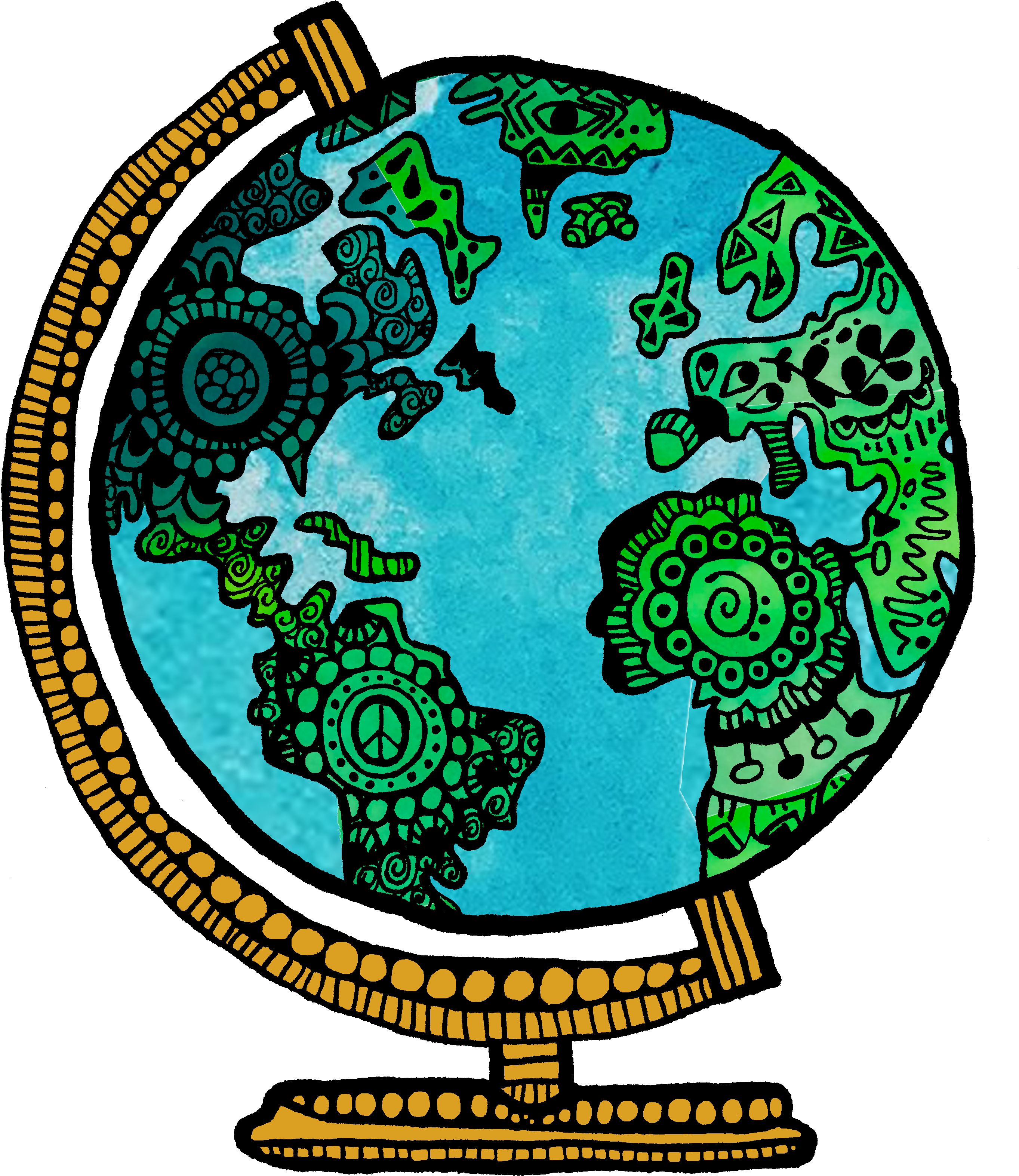 Watercolor Globe Zentangle - Illustration Clipart (3024x4032), Png Download