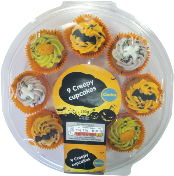 Ct Cupcakes Halloween Platter - Cupcake Clipart (585x591), Png Download
