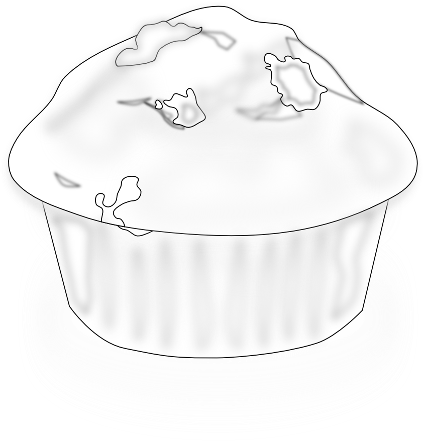 Blueberry Muffin Muffin Black White Line Art 999px - Muffin Clipart (999x899), Png Download