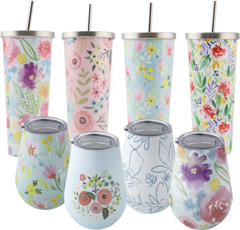 Cambridge Floral Printed Tumblers - Vase Clipart (864x864), Png Download