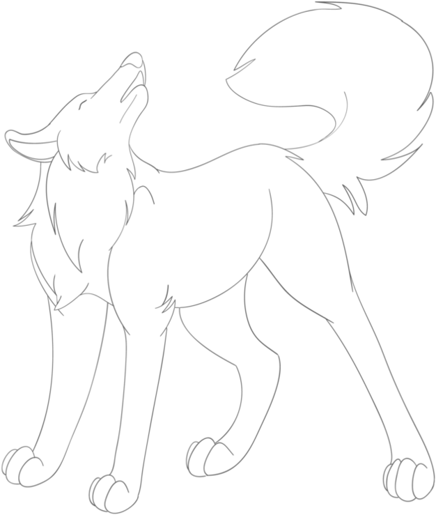 Wolves Howling Line Drawing Clipart (1017x786), Png Download