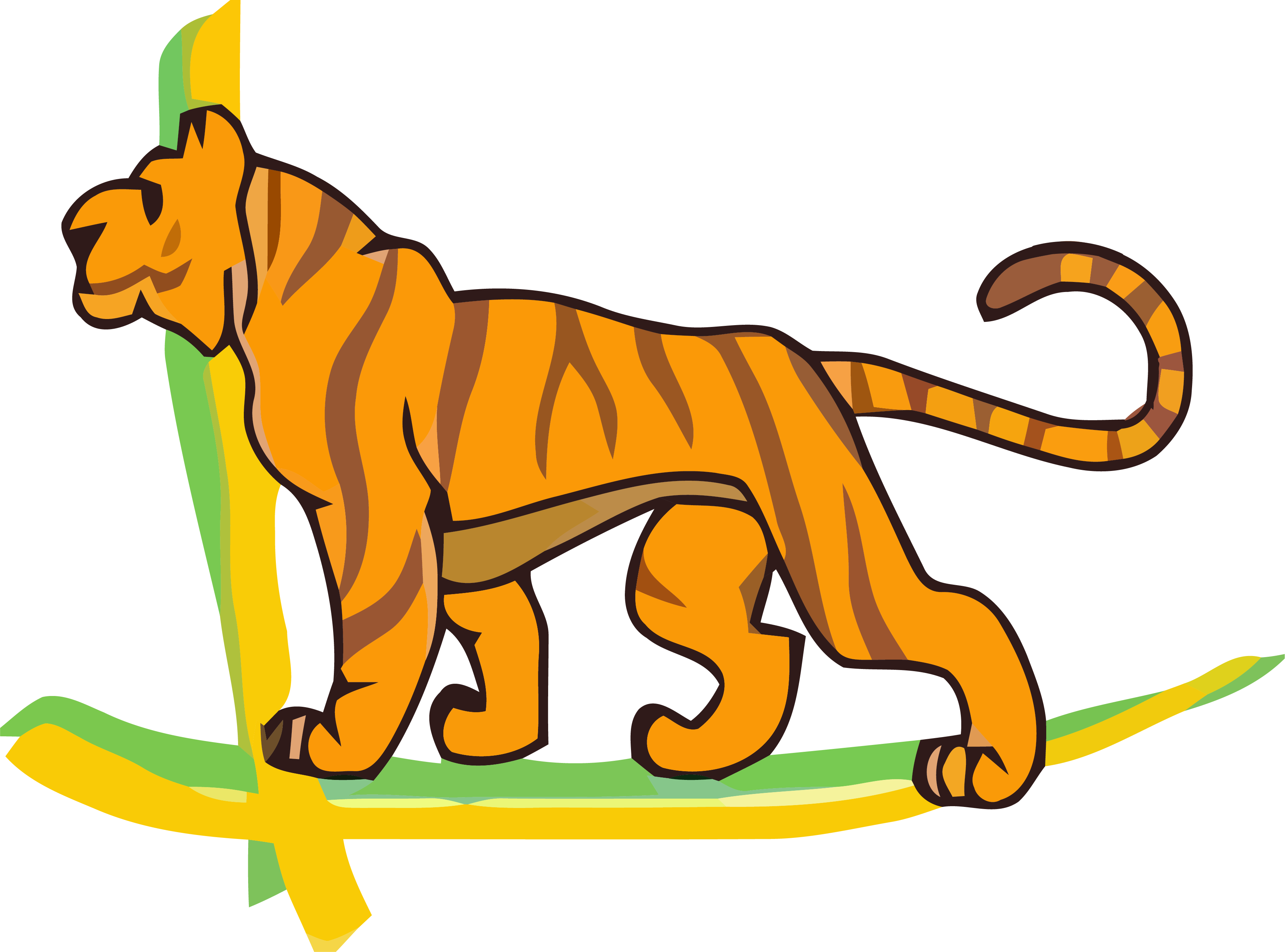 Tigger On Big Leaf Clipart Png - Bengal Tiger Transparent Png (3568x2644), Png Download