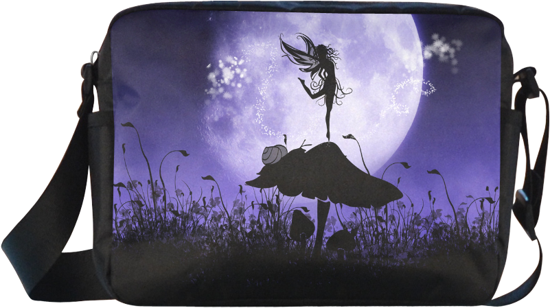 A Beautiful Fairy Dancing On A Mushroom Silhouette - Messenger Bag Clipart (1000x1000), Png Download