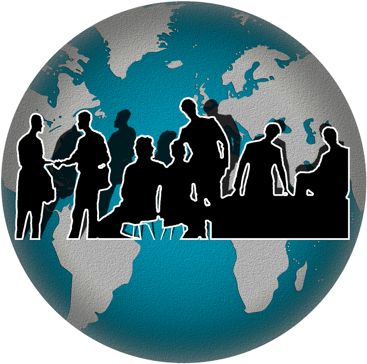 World Cooperation Teamwork Png Image - Globe With White Continents Clipart (1280x1280), Png Download