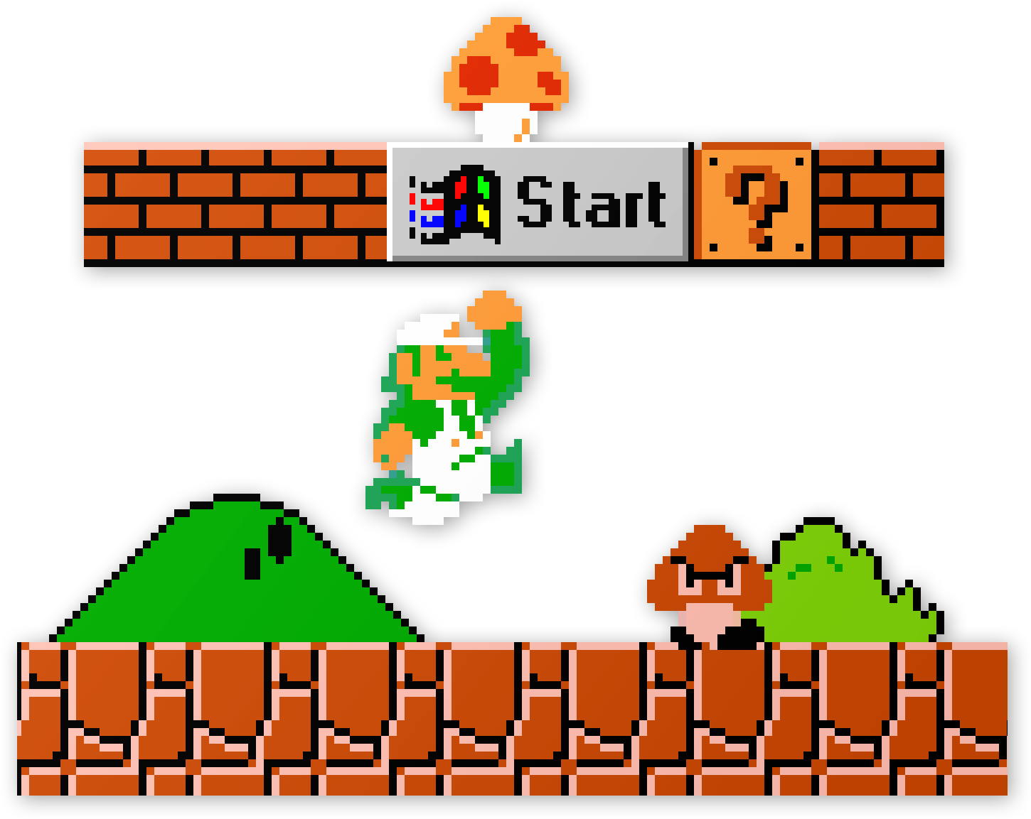 Super Mario Bros Start Menu - Supermario Bro Clipart (1500x1200), Png Download