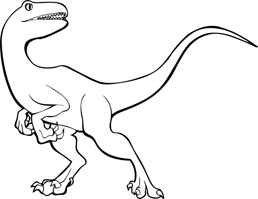 Drawing Transparent Dinosaur - Velociraptor Dibujo Para Colorear Clipart (900x693), Png Download