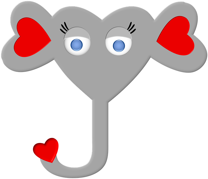 Elephant, Animal, Heart, Grey, Design, Love, Cute Clipart (765x720), Png Download