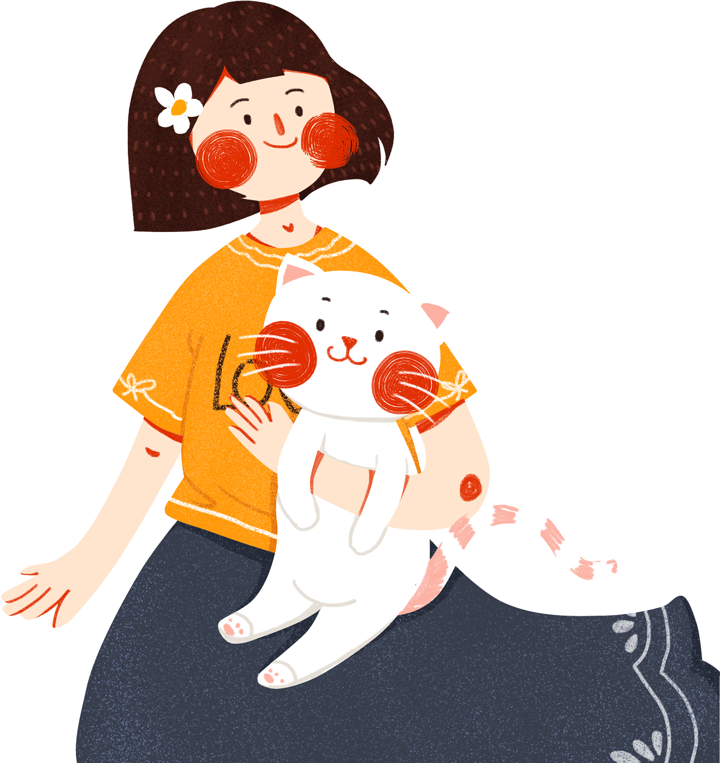 Girl Fashion Kitten Design Element Png And Psd - Illustration Clipart (2000x2000), Png Download