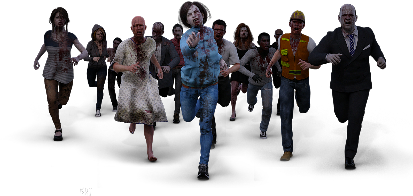 Just A Zombie Crowd To Chase You - Horde Of Zombies Png Clipart (1600x798), Png Download