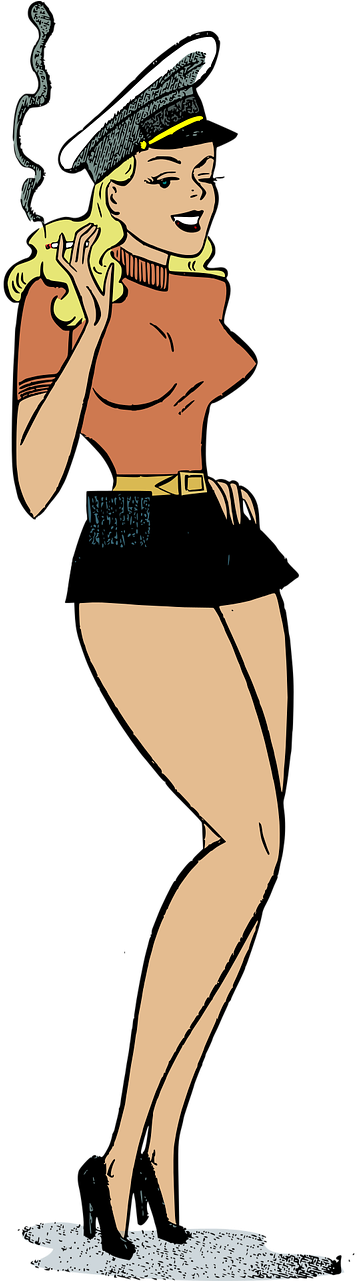 Driver Female Pin-up Pinup Png Image - Free Vector Pin Up Clipart (640x1280), Png Download