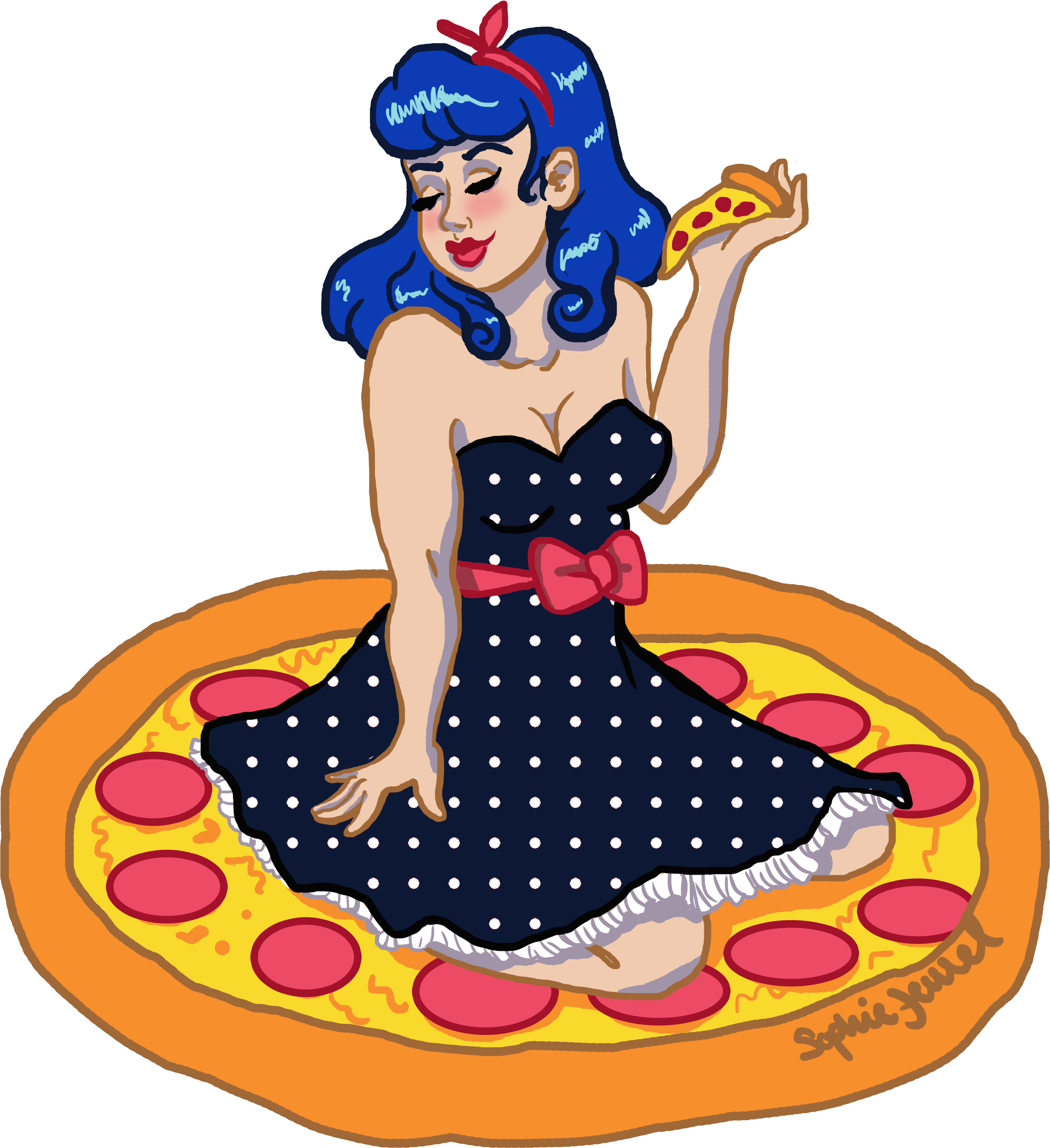 Pizza Pinup Sticker - Pizza Pin Up Clipart (3408x4086), Png Download