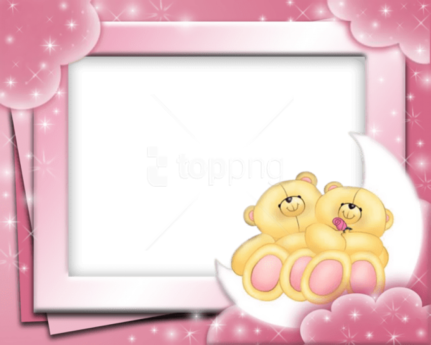 Free Png Best Stock Photos Cute Pink Frame With Bears - Teddy Bear Frame Pink Clipart (850x680), Png Download