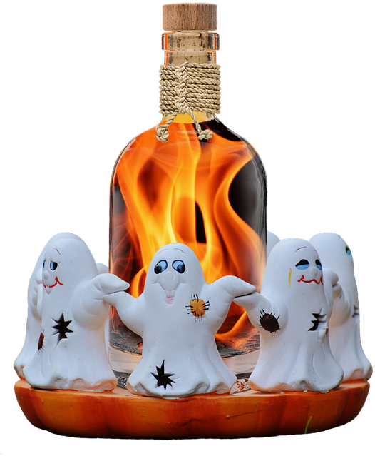 Halloween, Ghosts, Ghost, Bottle, Fire Water, Flame - Ghost Bottle For Halloween Clipart (540x720), Png Download