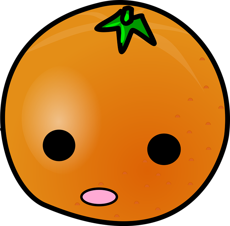 Oranges Fruit Eyes - Cartoon Orange With Face Clipart (732x720), Png Download